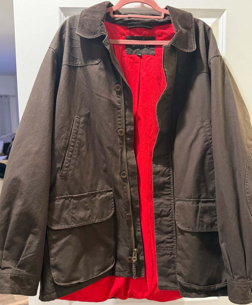 ORVIS Heritage Field Coat Mens XL Brown Waxed Cotton Corduroy Hunting Jacket